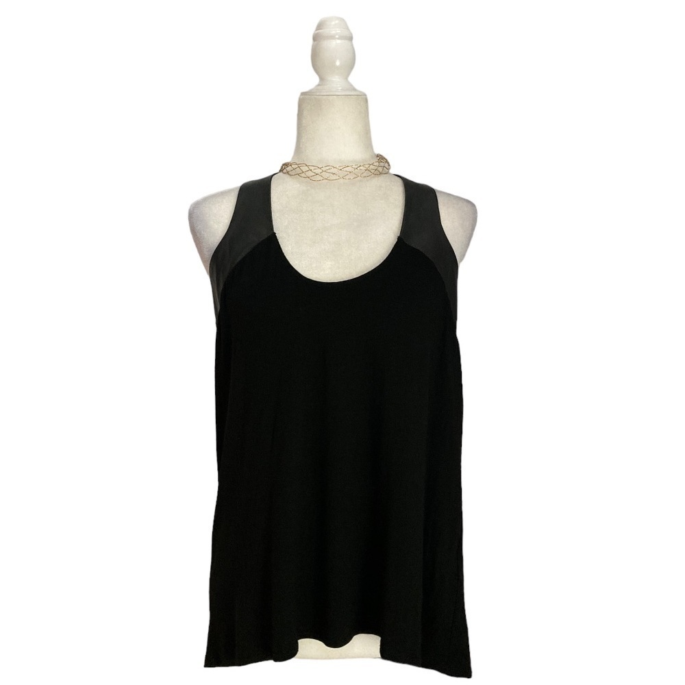 Mason Tank Top with Lamb Leather accent Panel